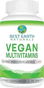 Bedste Earth Naturals Vegan Multivitaminer med 80 vigtigste næringsstoffer til Well- At være og Vitality 30 Greve