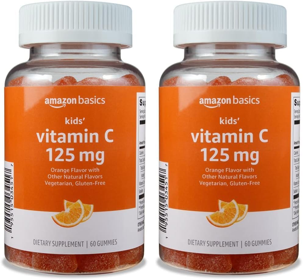 Basics Kids 'Vitamin C 125mg Gummies, Orange, 60 Greve, Immun Health, 2 Måned Supply (Tidligere Solimo) (Pack of 2)