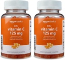 Basics Kids 'Vitamin C 125mg Gummies, Orange, 60 Greve, Immun Health, 2 Måned Supply (Tidligere Solimo) (Pack of 2)
