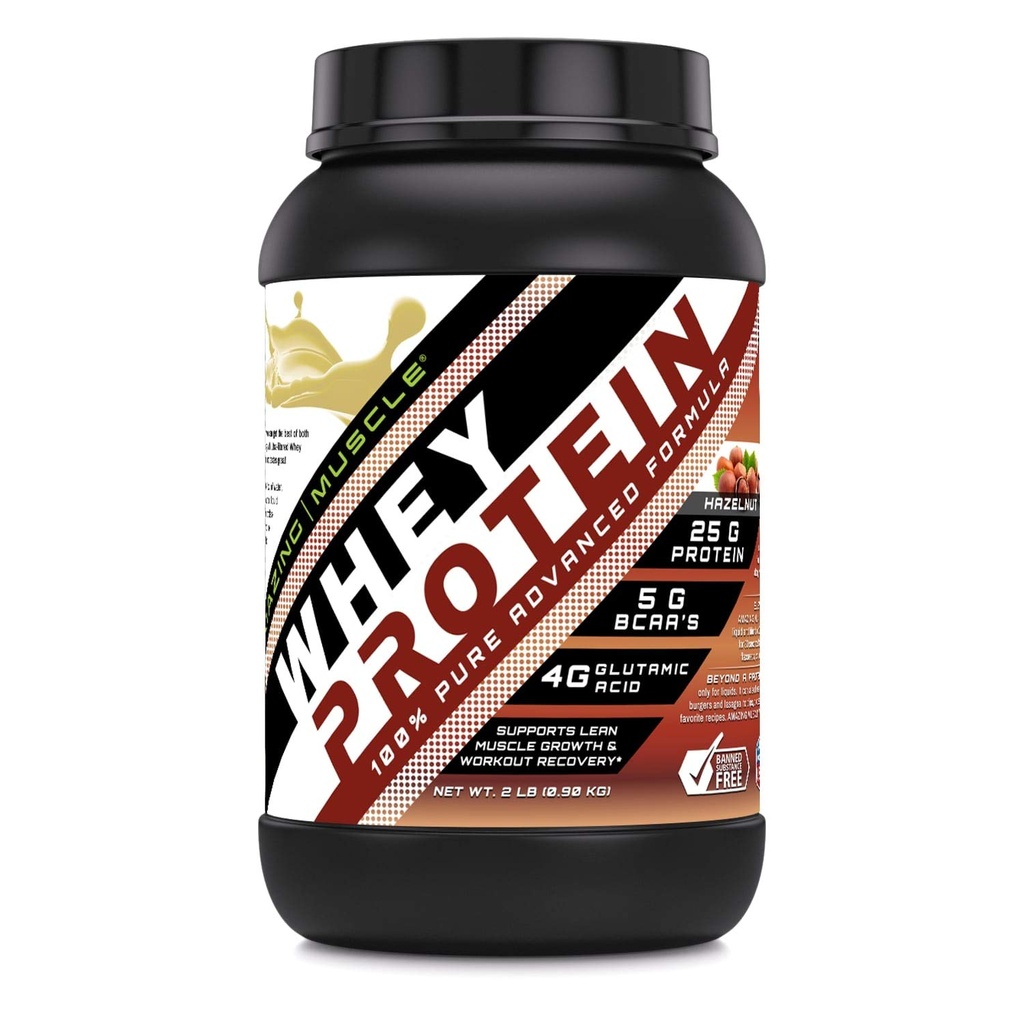 Amazing Muscle Whey Protein Isolate & Koncentrat 25 G per servering Supplement 124; Hasselnut Flavor
