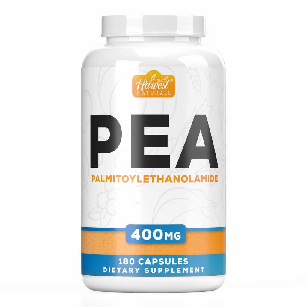 Palmitoylethanolamid Kapsler er 124; Pea 400mg er 124; 180 Pill Count er 124; fremmer naturlig inflammation og ubehag Relief er 124; Lab testede ingredienser