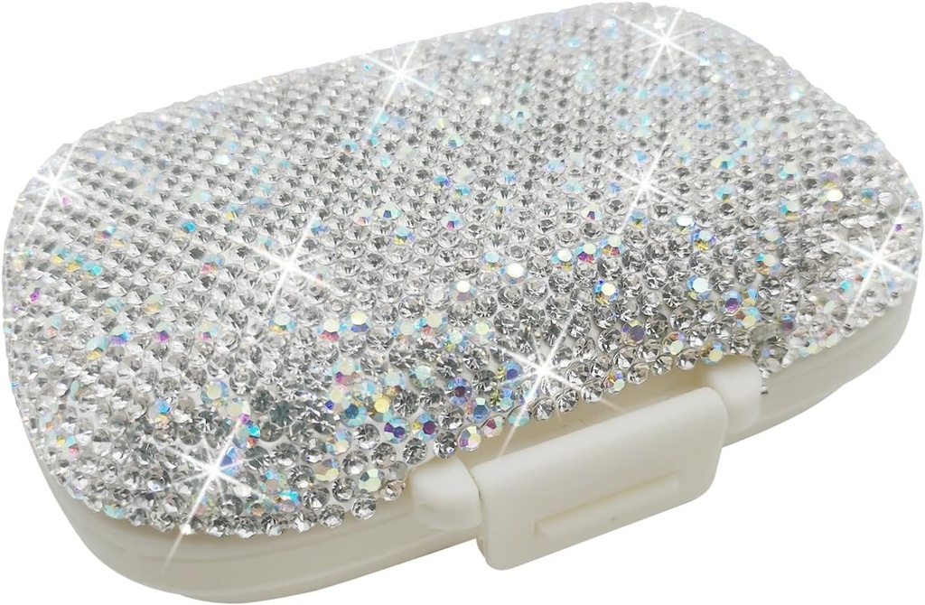 Bling Pill sag for purse Medicine Vitamin Container Holder Pocket Pill sag Runde Medicine Organizer for Vitamin / Fish Oliils / Supplement Travel Medicine Kit (8 Segment Sølv)