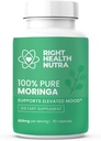 Right Health Nutra - 100% Pure Moringa 800mg - 60 kapsler - Kosttilskud til Brighter Mood, Forbedret koncentration, og befæstet hukommelse - med vitaminer, mineraler og nærende næringsstoffer