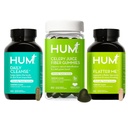 HUM Green Detox Bundle med Fatter Me fordøjelsesenzymer, Daily Cleanse Acne supplement, og Sellery Juice Fiber Gummies med Chlorophyll, 3-Step Wellness Set, Understøtter fordøjelsessygdomme & Gut sundhed