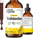 Wild & Organic Yohimbe Kosttilskud til mænd og kvinder - 5 mg Yohimbine Extract Tinktur - Alkohol- Free Yohimbe Bark Drops - Vegan, Non- GMO & sukkerfri - 4 fl oz