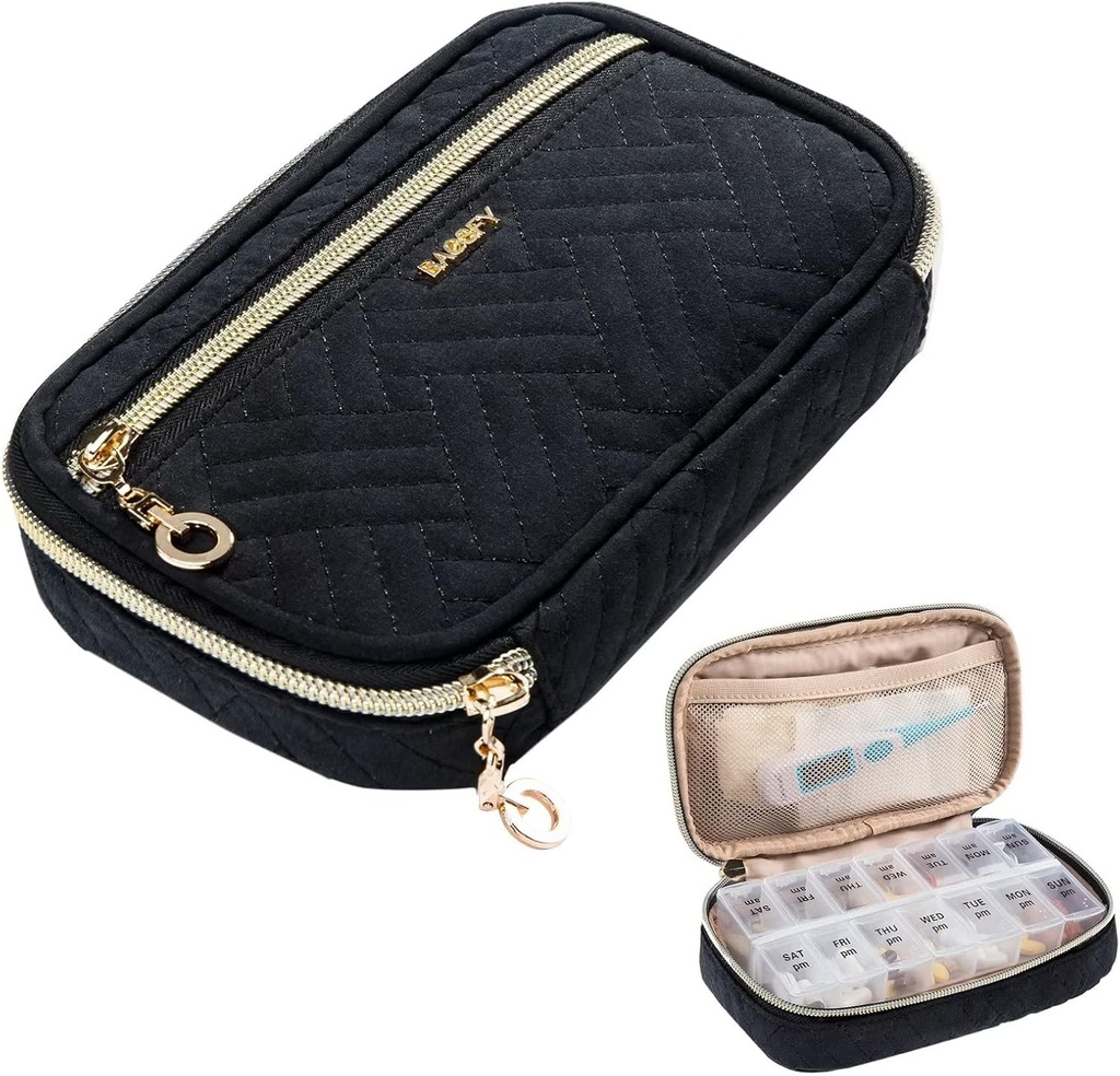 BAGSFY Pill Organizer sag 2 gange en Day- Ugentlig Medicin Travel Pill Box med flytbar 7 dages medicin sag Container for Fish Oil, Vitamin, tillæg