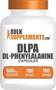 Bulkaddiments.com DL- Phenylalanin Kapsler - DLPA Kapsler, DL- Phenylalanin 500mg - DLPA Kosttilskud, Aminosyretilskud - Gluten Free, 1 Kapsler per servering, 180 Kapsler