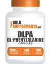 Bulkaddiments.com DL- Phenylalanin Kapsler - DLPA Kapsler, DL- Phenylalanin 500mg - DLPA Kosttilskud, Aminosyretilskud - Gluten Free, 1 Kapsler per servering, 180 Kapsler