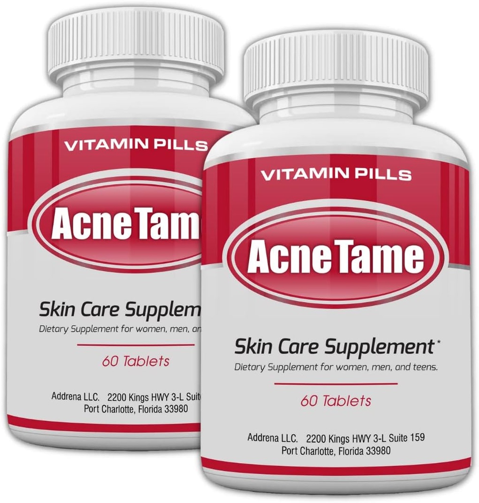 2 Pakke - Clear Skin Supplements Piller - Tablets for Oliy Skin Treatment, Spots, Blemishes, & Sebum Control for Women, Mænd, & Teens