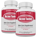 2 Pakke - Clear Skin Supplements Piller - Tablets for Oliy Skin Treatment, Spots, Blemishes, & Sebum Control for Women, Mænd, & Teens
