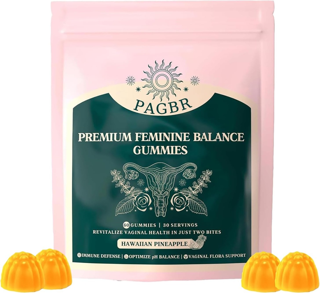 Vital Source Premium Feminin Balance Pineapple Gummies for Women 's Health & Wellness Hawaiian, Forbedre immunforsvaret, Vegan, Gluten- Free & Halal, 60 Gummies - 30 Day Supply (1)