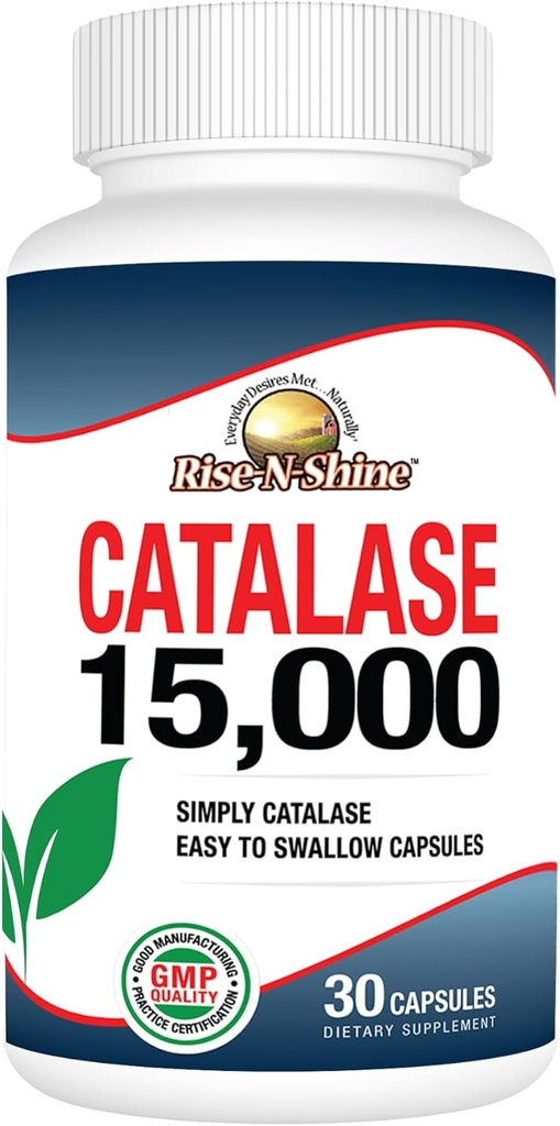Rise- N- Shine Catalase Supplement 15.000 - Kraftfuld Antioxidant Enzyme til hårhelbred- Hårtilskud til stærk hårstøtte - 30 kapsler
