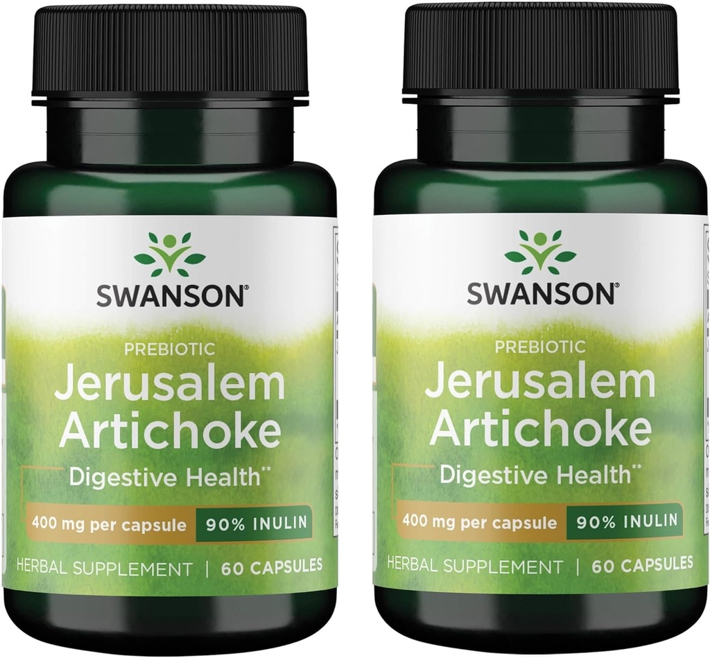 Swanson Prebiotic Jerusalem Artiskoke - 90% Inulin 400 mg 60 Caps (2 Pack)