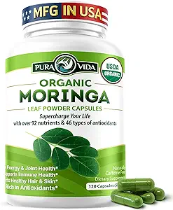 PURA VIDA MORINGA Capsules Single Origin Moringa Powder Organic. Pure Moringa Leaf. Energi, Metabolisme, & immunforsvar. 120ct. 500mg Caps.