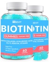 Sugar- Free Biotin Gummies, Biotin og Collagen Gummies med Keratin, Hyaluronsyre til kvinder & mænd