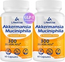 GLP1 supplere 124; 300 Millioner AFU Akkermansia Muciniphila, Akkermansia Probiotik for kvinder Mænd, Akka Superbiotika for GLP-1 Produktion, fordøjelsesbesvær, Gut, Immunitet, Forbedrer Gut Lining Funktion, 120 Caps