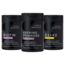 Sportsforskning Vegan Biotin 10,000mcg med kokos olie, aften primrose supplement fra kold presset olie og plante baseret Vitamin K2 MK7 + Vegan D3 5000iu