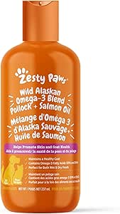 Zesess Paws Wild Alaska Salmon Oil for hunde og katte - Hud og Coat Support, Omega 3 tillæg til kæledyr, 8.5oz