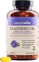 NatureWise Flaxsee Oil 1200 mg, Fish Free Omega 3 6 9 med 720mg ALA, Kosttilskud til hjertesygdomme - Økologisk, kold presset, non-GMO - 120 Softgels [4-måned Supply]