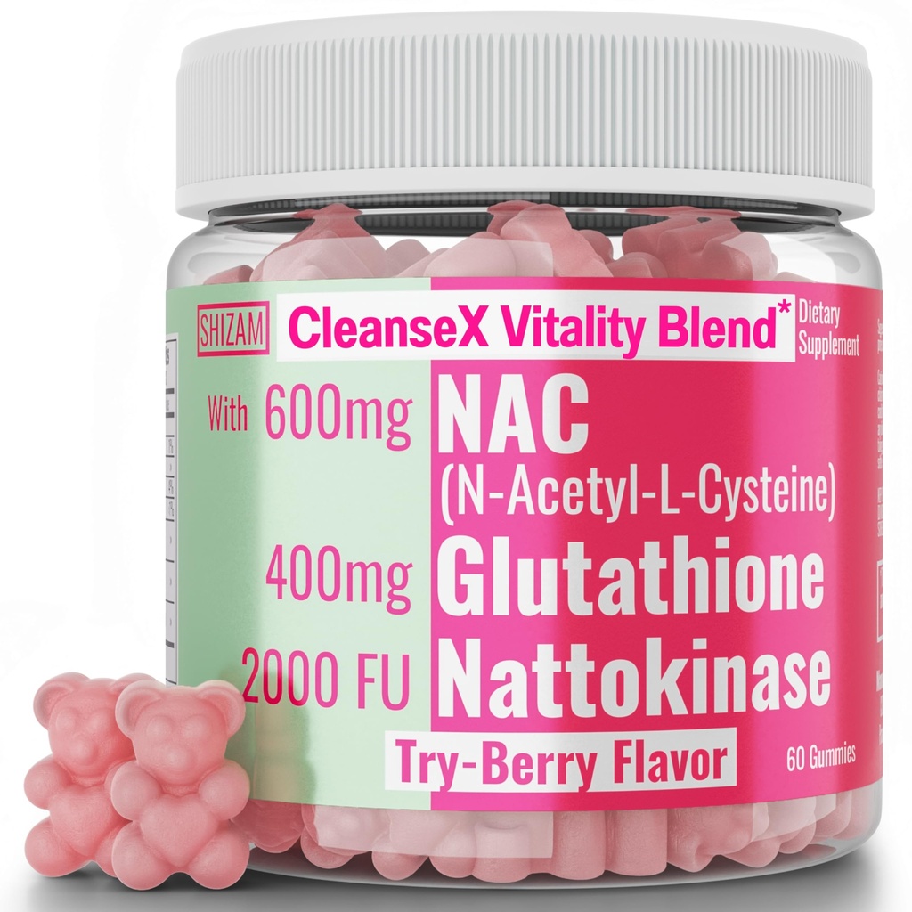 SHIZAM 600 mg NAC 2000 FU 100 mg Nattokinase & 400mg Reduceret L Glutathion Gummies, N- Acetyl Cysteine Capsule Powder Pill Liquid Supplement / Supplements Alt, Organic N Acetylcystein 1000mg 4000 600 mg
