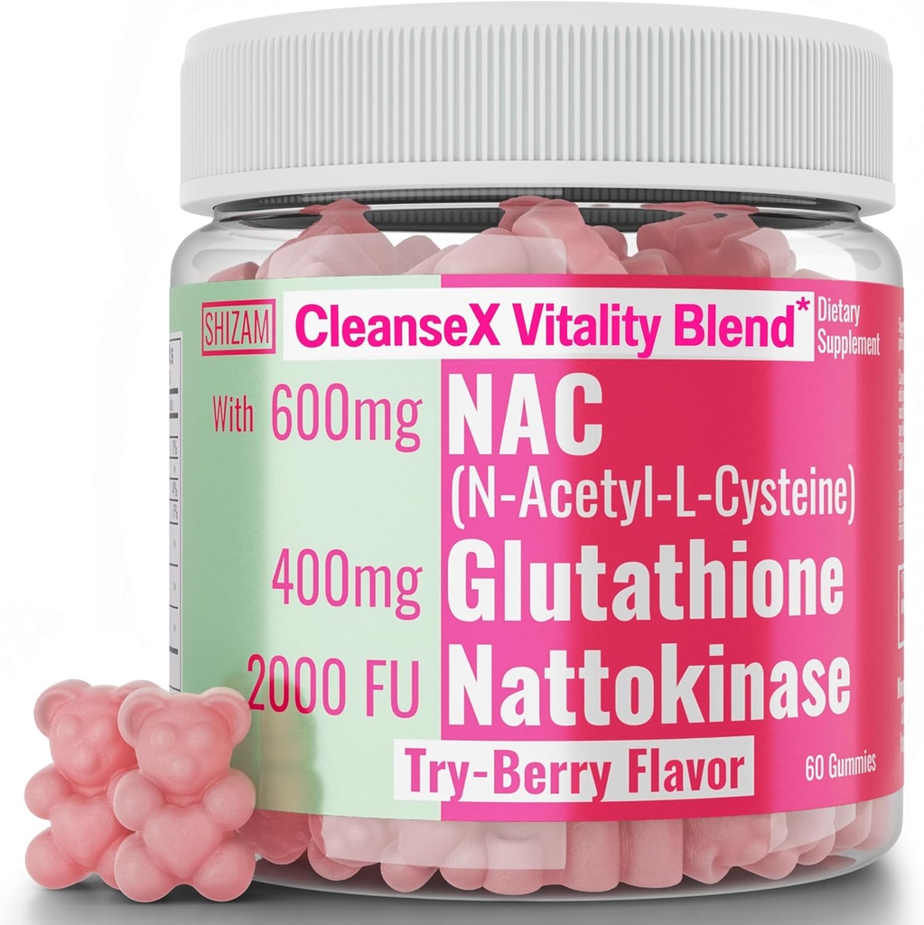 SHIZAM 600 mg NAC 2000 FU 100 mg Nattokinase & 400mg Reduceret L Glutathion Gummies, N- Acetyl Cysteine Capsule Powder Pill Liquid Supplement / Supplements Alt, Organic N Acetylcystein 1000mg 4000 600 mg