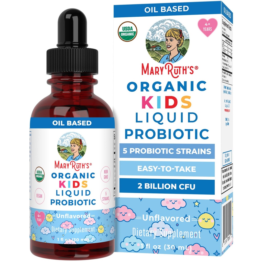 MaryRuth Organics Kids Probiotiske Flydende Drops • 124; USDA Organisk Probiotika til fordøjelse • 124; Age 4 + Gut Health & Immunsupport Supplement • 124; Samlet sundhed • 124; Vegan • 124; Non- GMO • 124; 1 Fl Oz