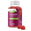 Viteey Vitamin B Complex Gummies med C-vitamin - Energi, Metabolisme og immunforsvar - B6, B12, Niacin, Folsyre, Biotin, Calcium - Vegan, Gluten- Free - 60 Greve