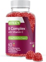 Viteey Vitamin B Complex Gummies with Vitamin C - Energy, Metabolism & Immune Support - B6, B12, Niacin, Folic Acid, Biotin, Calcium - Vegan, Gluten-Free - 60 Count