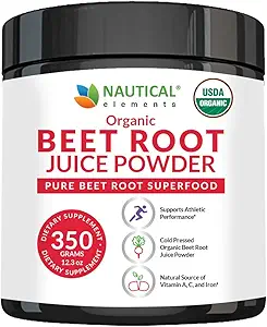 Organic Beet Juice Powder - 20: 1 Koncentration Beet Powder Organic - Circulation Support - Rich in nitrogenoxid - Cold- presset 100 Serveringer af Beet Root Powder Supplement- 12.3oz