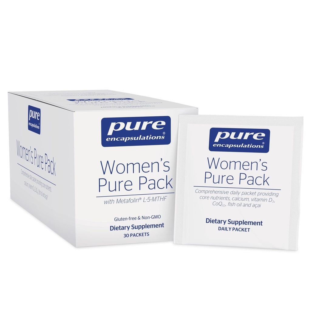 Pure indkapsling Kvinder Pure Pack - for kvinder over 40 - Knogler, Hjerte, Øje & Bryst Sundhed * - med Calcium, DHA, EPA & CoQ10 - Once- Daily - 30 Pakker