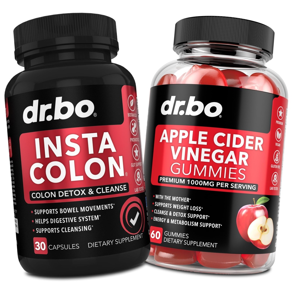 Colon Cleanser Detox & ACV Apple Cider Vineddike Gummies - 15 dages Colon Cleanse Pills Poop Flush & ACV Gummies Kosttilskud - Tågebevægelse Kosttilskud til Intestinal Mave Bloating Gut Support