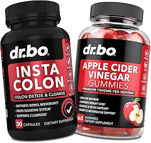 Colon Cleanser Detox & ACV Apple Cider Vineddike Gummies - 15 dages Colon Cleanse Pills Poop Flush & ACV Gummies Kosttilskud - Tågebevægelse Kosttilskud til Intestinal Mave Bloating Gut Support