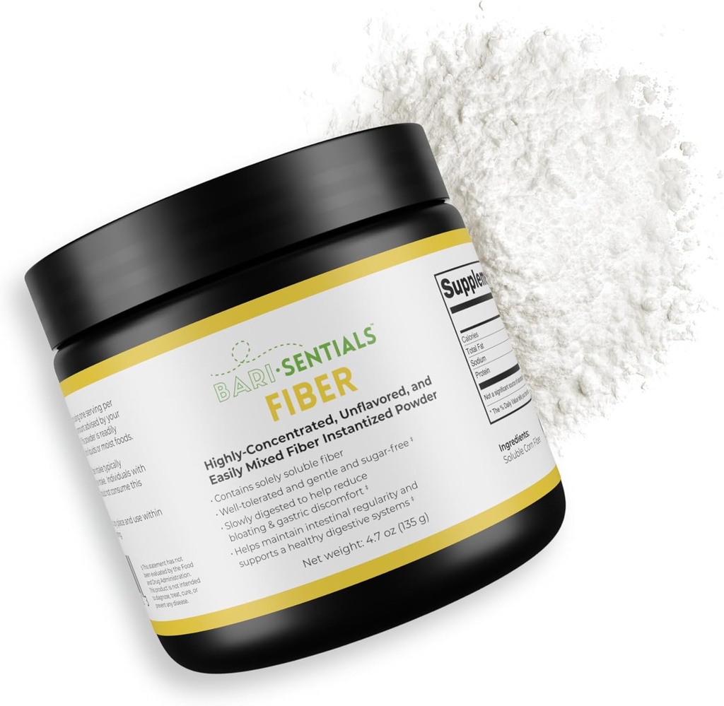 Barisatis Opløselige Fiber Powder Supplement - Unflavored fordøjelsesmæssig sundhed & Gut Support, Nemt blandinger, Gluten & Sugar Free, Bariatric Fibre, 135g (40 Servere)