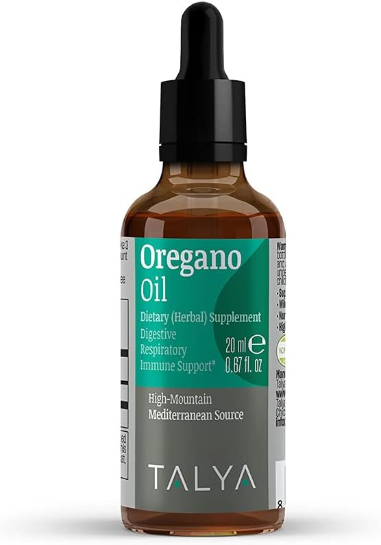 TAYA Oregano Oil 0,67 fl.oz · 124; olie af Oregano Liquid · 124; immunsupport, høj carvacrol, fordøjelsesmæssig sundhed · 124; non-gmo · 124; Veganese · 124; Mediterranean Oregano