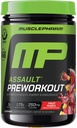 MusclePharm Assault Pre Workout pulver til mænd og kvinder - Energi & Styrke Boost Pre-Workout Kosttilskud med Beta Alanine, Koffein, Creatin & Betain Vandfri - 30 Servering, Frugt Punch Flavor