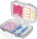 Fullicon Travel Pill Organizer, 4 afdelinger Portable Pill Case, Fugt Bevis Lille Pill Box med etiketter, Travel Pill Case med Double Lock, Pocket Pharmacy for Vitamin D3 & Fish Oil (Grey)