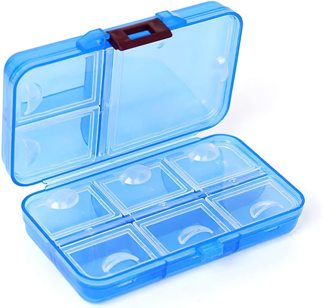 Pill Organizer, Bærbar Pill Dispenser, 9 rum Fugtighed- Proof Pill Box for Purse Vitaminer, Medicin, Fish Oil, Travel Pill Organizer (blå)