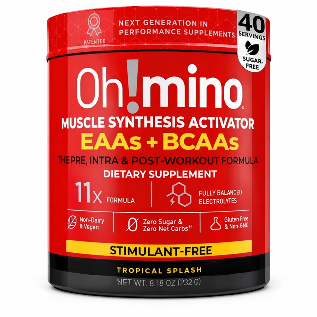 Mino Essential Aminosyretilskud. Tropical Splash, Stimulant- Free Powder. Alle 9 EAA 'er, BCAA' er og den perfekte Amino til træning, Amino Energy, og til at opbygge muskler, og gendanne hurtigere.