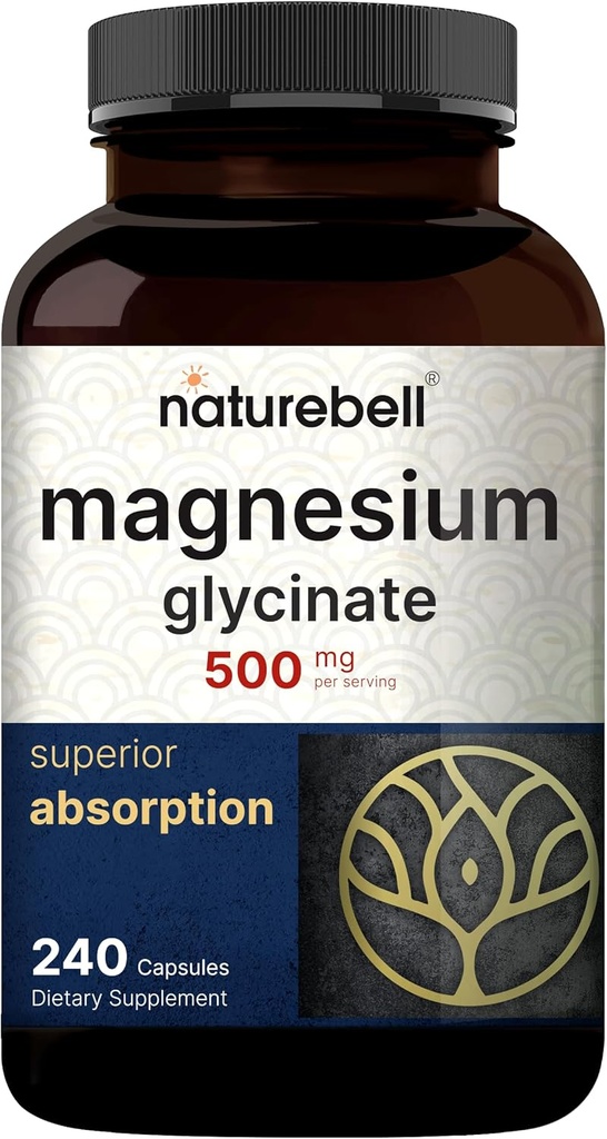 NatureBell Magnesium Glycinat Kapsler 500mg & vitamin B Complex for Women 240 Veggie Kapsler Bundle Pack- 124; Chelated & Renset Mineral Measures 124; Immunation, Energi & Prenatal Support