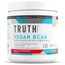 Sandhed Nutrition Vegan BCAA Powder- 2: 1: 1 Ratio Natural BCAAs Aminosyrer Powder for Energy, Muscle Building, Post Workout Recovery Drink for Muscle Recovery (Rød Hindbær, 30 Servere)