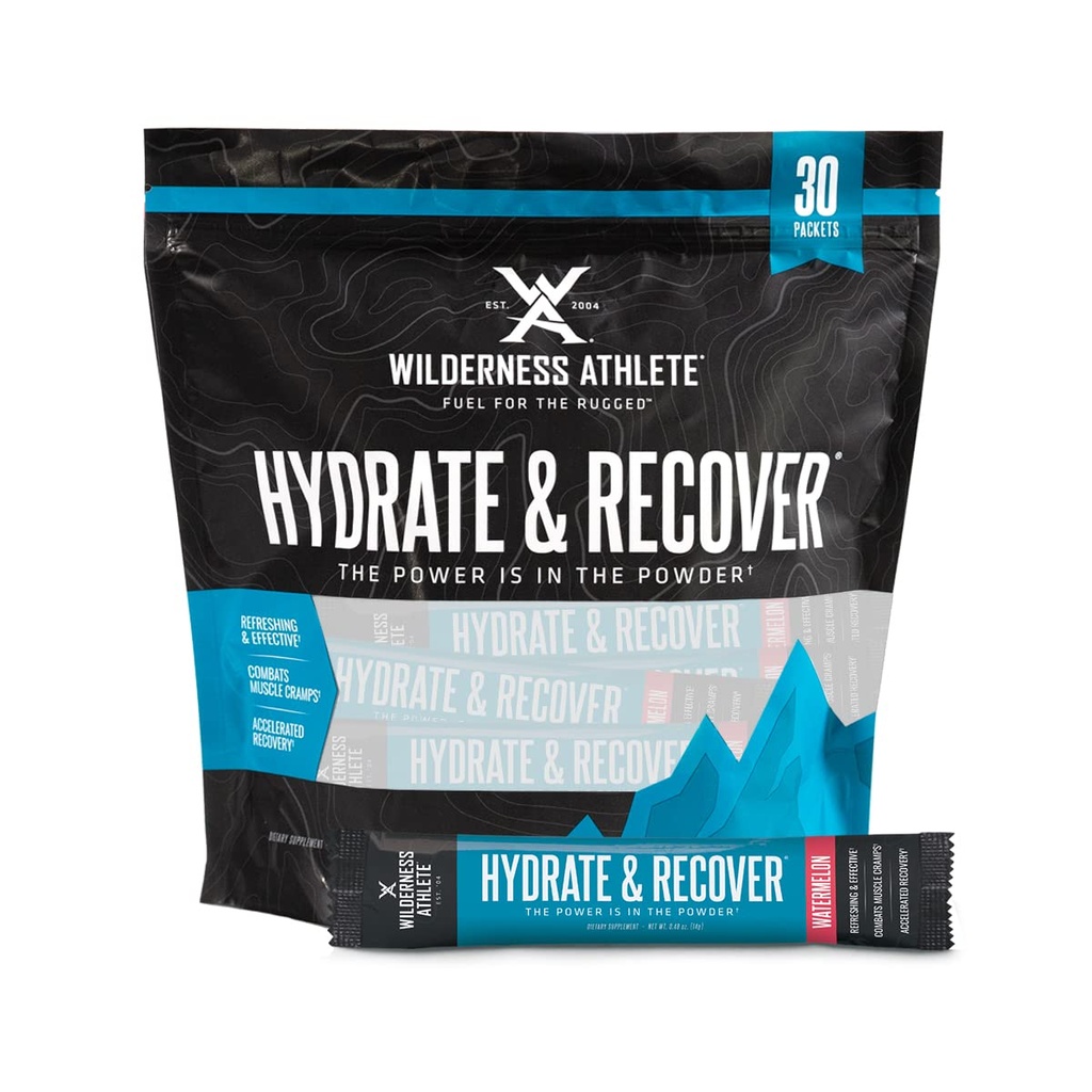 Wilderness Atlete - Hydrate & Recover; Flydende Hydration Pakker Electrolyte Drink Mix - Recover Hurtigere med Bcaas - 30 Single Serving Hydrate Pakker (Watermelon)