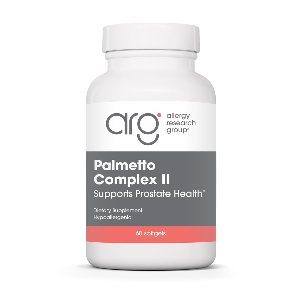 Allergy Research Group Palmetto Complex II - Prostate Support, Saw Palmetto til mænd og kvinder, med Lycopene, Pumpkin Seed Oil, Zink - 60 Greve