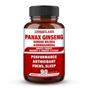 Koreansk rød Panax Ginseng 750mg Højeste potens med Ginkgo Biloba og Ashwagandha, Boost Energy, Memory, og immunsystem - Focus Supplement piller til mænd og kvinder, 90 Veganske kapsler