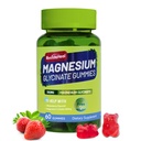 Magnesium Glycinat Gummies 500 mg med L- Threonat 300mg - sukkerfri Magnesiumkalium tillæg med vitamin D, B6, CoQ10 - Strawberry Flavored - 60 Gummies