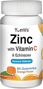 Zinkvitamin C og Echinacea Gummies for voksne og børn ved Yumvers - 124; Chewable Gummy - Vegetarisk, Halal, Kosher - 124; Orange Flavor - 60 Greve