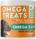 PAWFEKTCHEW Omega 3 til hunde (60 tygger) - Alaska Salmon Fish Oil Treats for hunde - Omega Fedtsyrer - Hud og Coat Supplement - Tør Itchy Skin, Shedding & Allergy Relief