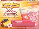 Emergen- C 1000mg C-vitamin pulver, med antioxidanter, B-vitaminer og elektrolyter, C-vitamin Kosttilskud til immunforsvar, Koffein Free Fizzy Drink Mix, Tropical Flavor - 30 Greve / 1 Måned Supply