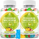Kalium Magnesium supplement Gummier, Kalium Gummier til voksne børn, Høj Absorption Magnesium Glycinat til ben kramper og immunforsvar, sukkerfri, Vegansk blandet smag, 120 Tæl