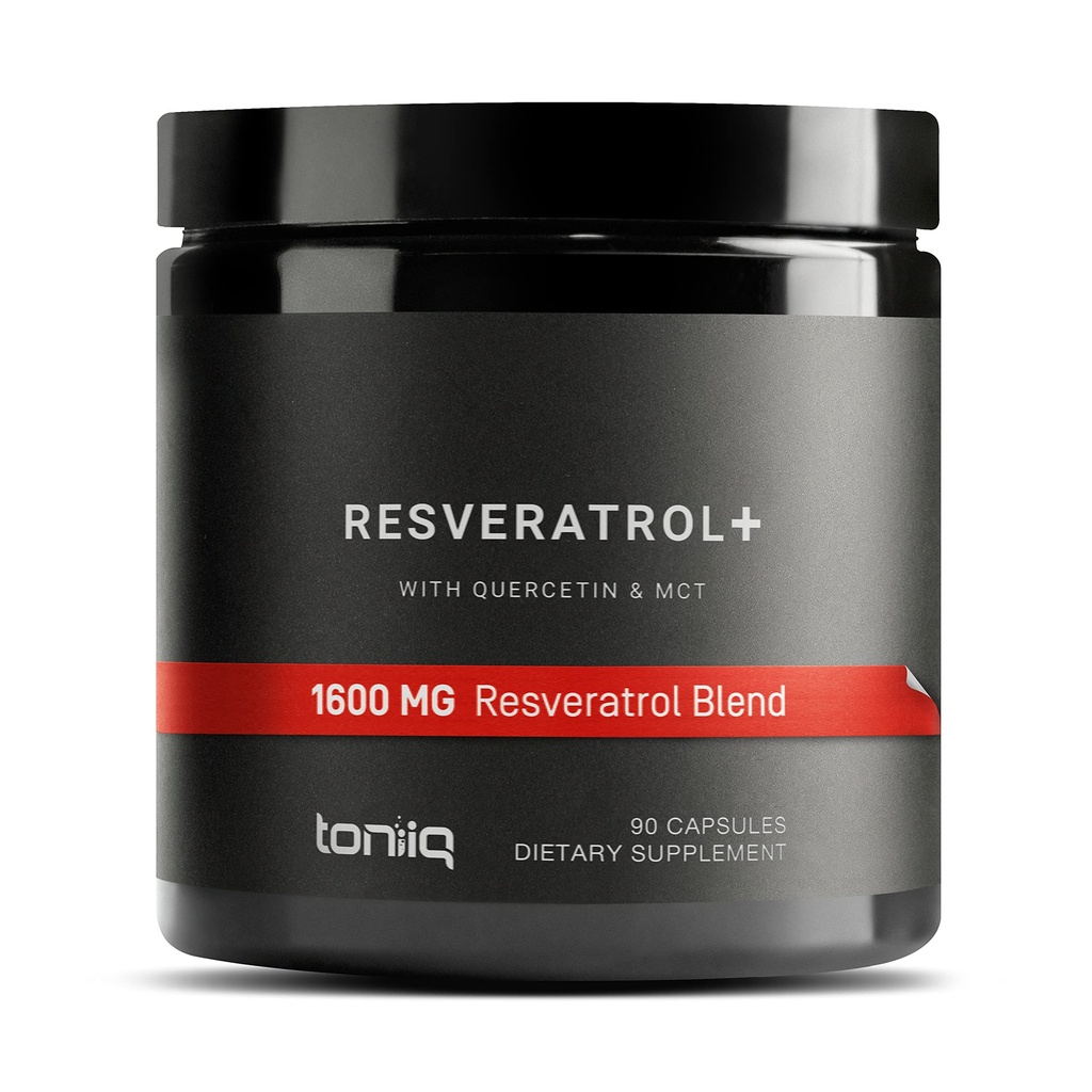 Toniiq 1600mg Resveratrol Blend - Ultra High Renhed og 3. part testet - med MCT Oil for Tilføjet Biotilgængelighed - Optimal NAD supplement