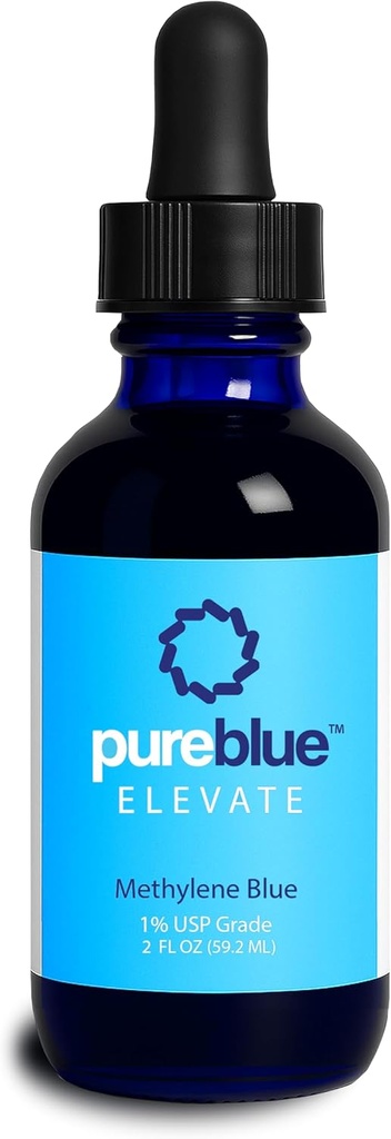 PureBlue Methylene Blue Liquid Dryps • 124; 1% USP Grade Solution for Mental Clarity & Natural Energy Support • 124; Third- Party Testet • 124; Lavet i USA • 124; 2 fl oz